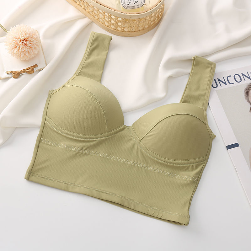 Upper Support, Waistcoat, Chest-Wrapped Cotton Breathable Sports Bra, Fixed Inner Cup