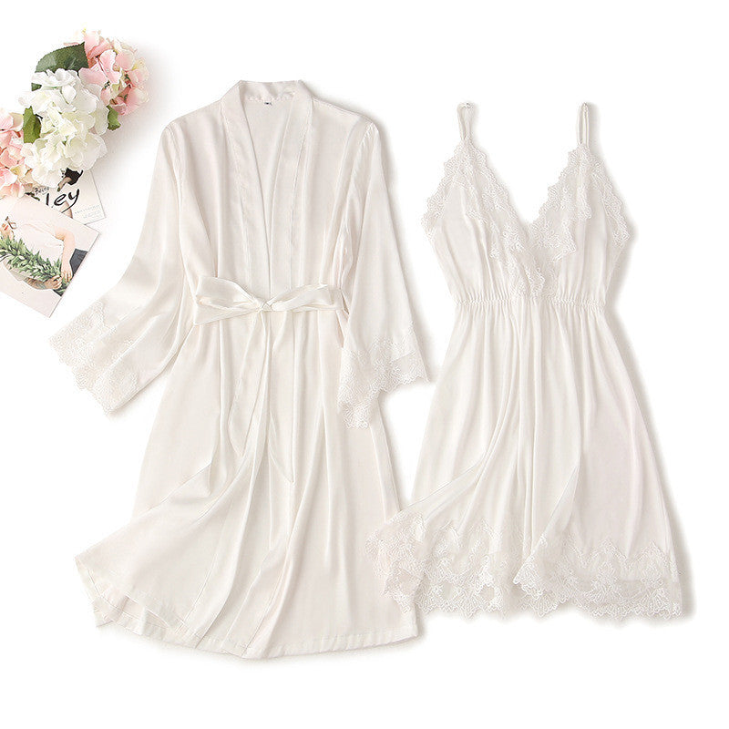 Sexy Two-piece Nightgown With Lace