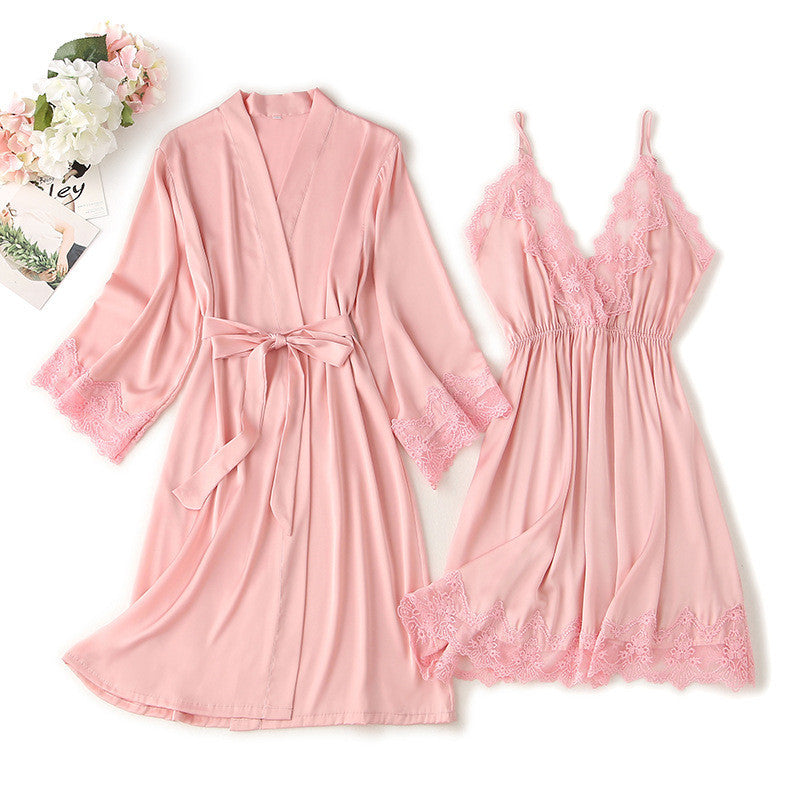 Sexy Two-piece Nightgown With Lace
