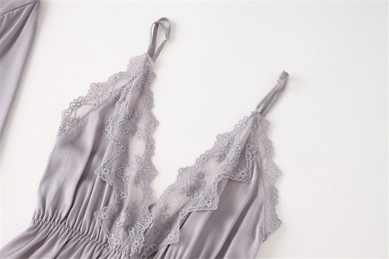 Sexy Two-piece Nightgown With Lace