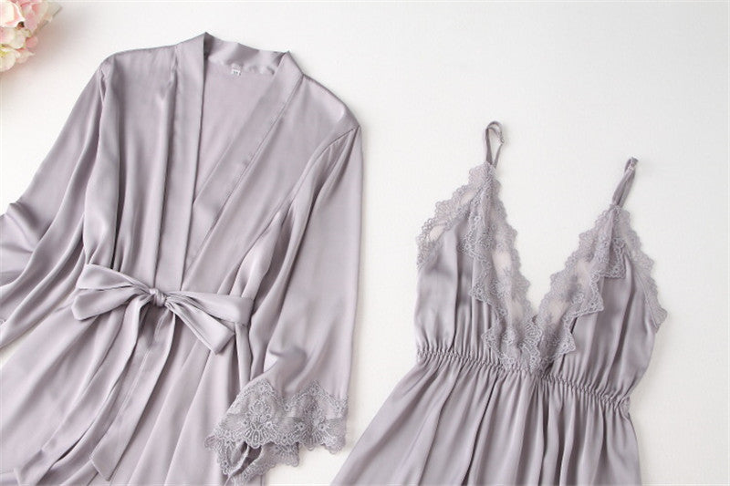 Sexy Two-piece Nightgown With Lace