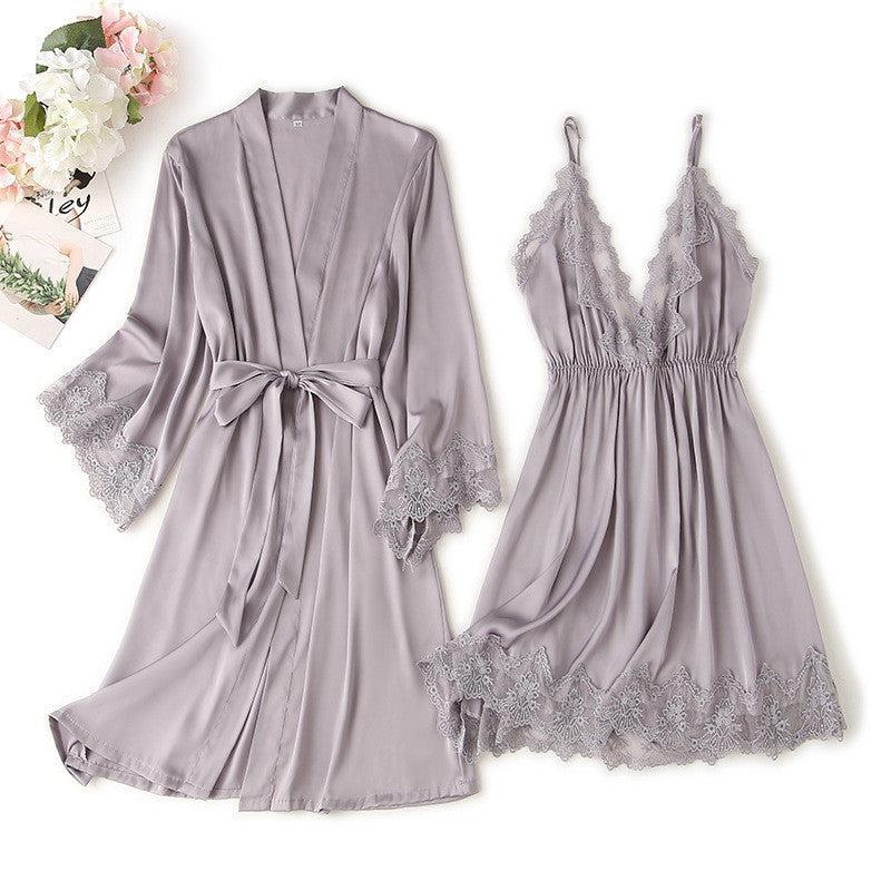 Sexy Two-piece Nightgown With Lace
