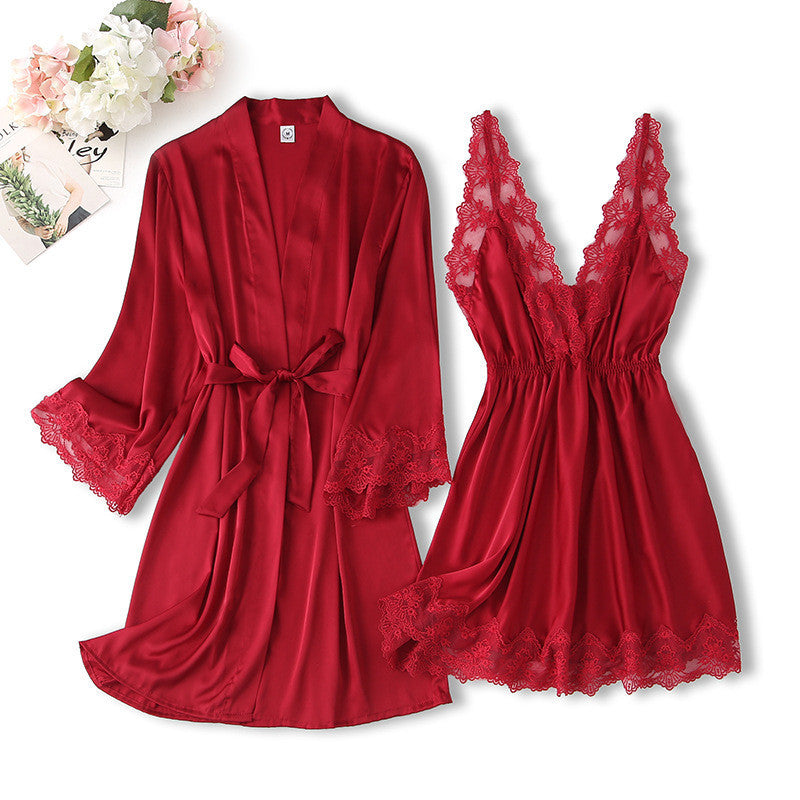 Sexy Two-piece Nightgown With Lace