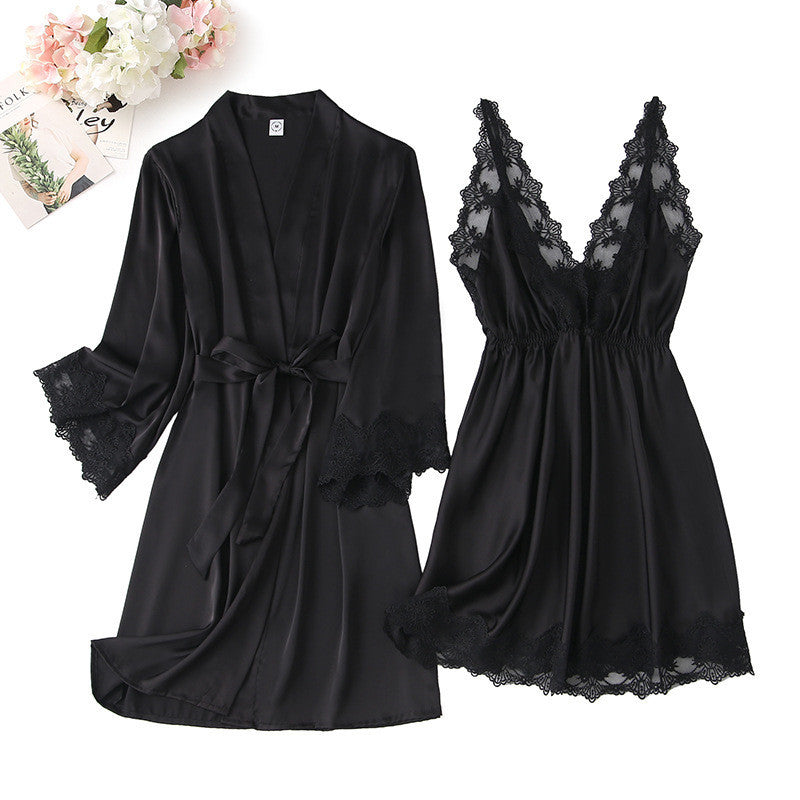 Sexy Two-piece Nightgown With Lace