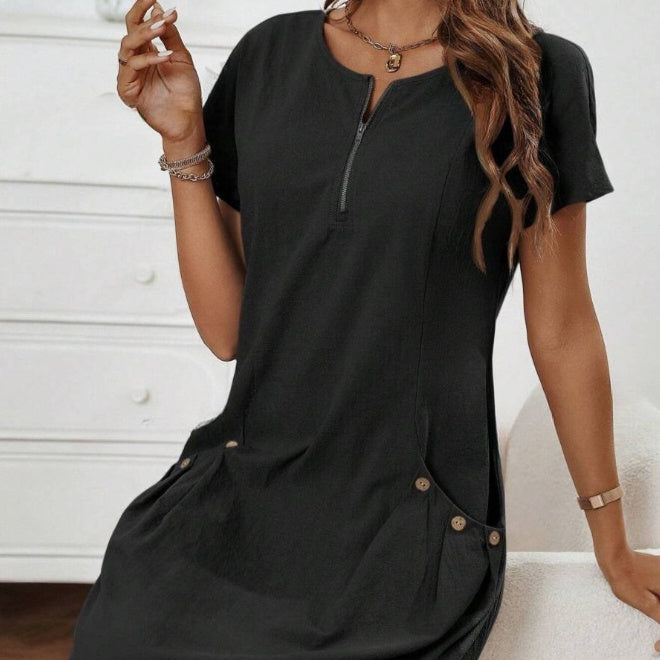 Best Selling Women's Clothes Summer Zipper Collar Dress