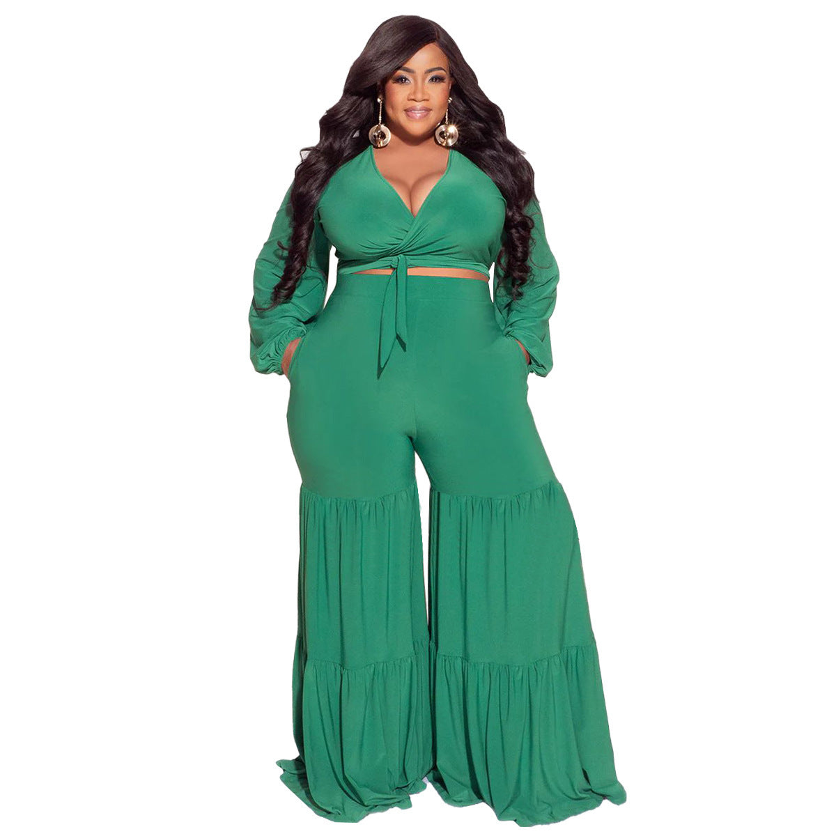 Long Sleeve Stitching Straight-leg Pants Casual Suit