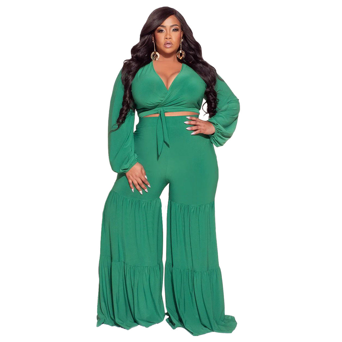 Long Sleeve Stitching Straight-leg Pants Casual Suit