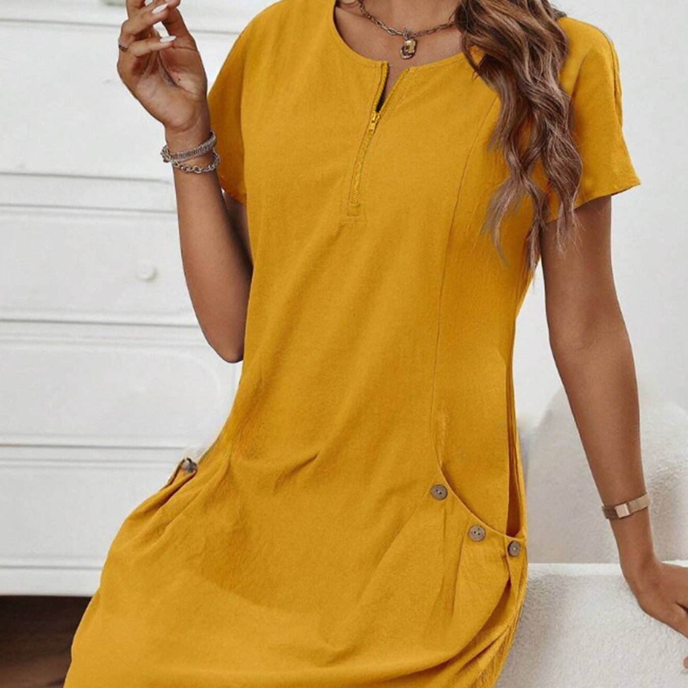 Best Selling Women's Clothes Summer Zipper Collar Dress
