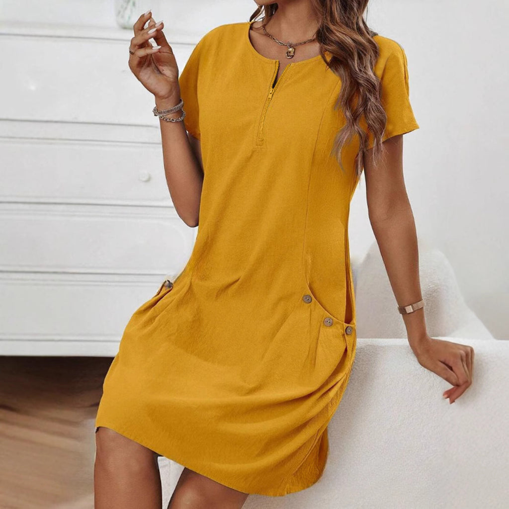Best Selling Women's Clothes Summer Zipper Collar Dress