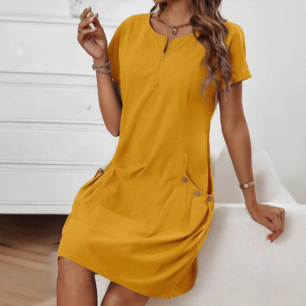 Best Selling Women's Clothes Summer Zipper Collar Dress