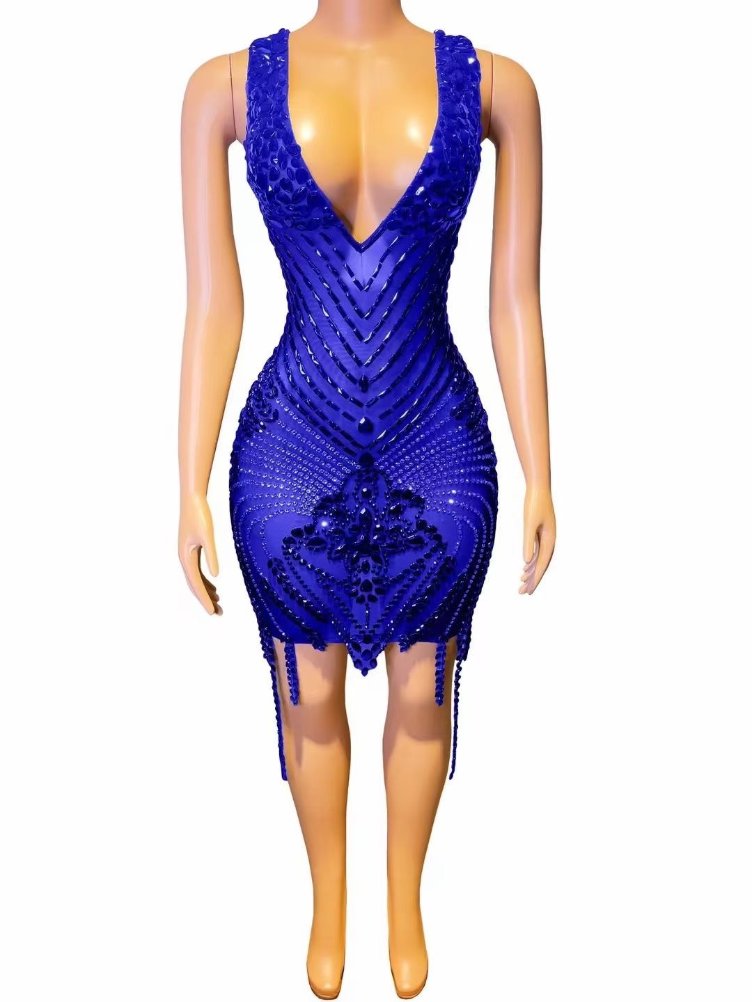 Rhinestone Sexy V-neck Tight Dress Party Dress Skirt