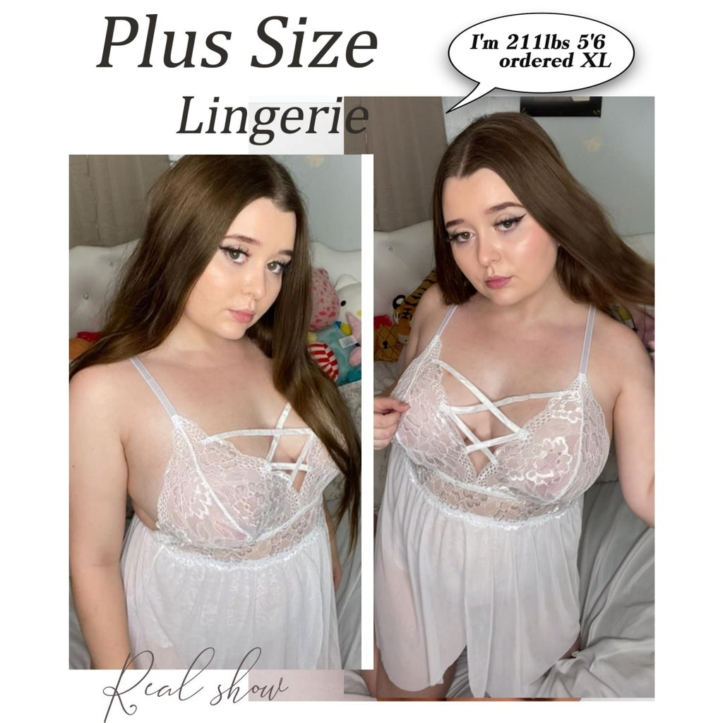 Plus Size Babydoll Womens Snap Crotch Lingerie V NeckLace Nighty Sleepwear Womenswear Comfort BasicMinimalist Spaghetti Strap Lingerie For Women Nightgown
