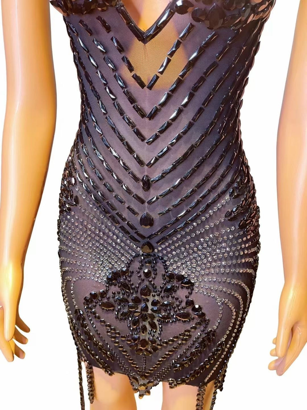 Rhinestone Sexy V-neck Tight Dress Party Dress Skirt