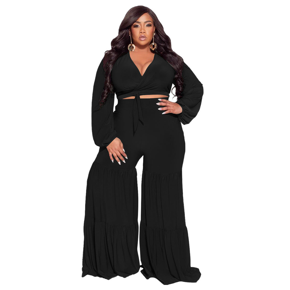 Long Sleeve Stitching Straight-leg Pants Casual Suit
