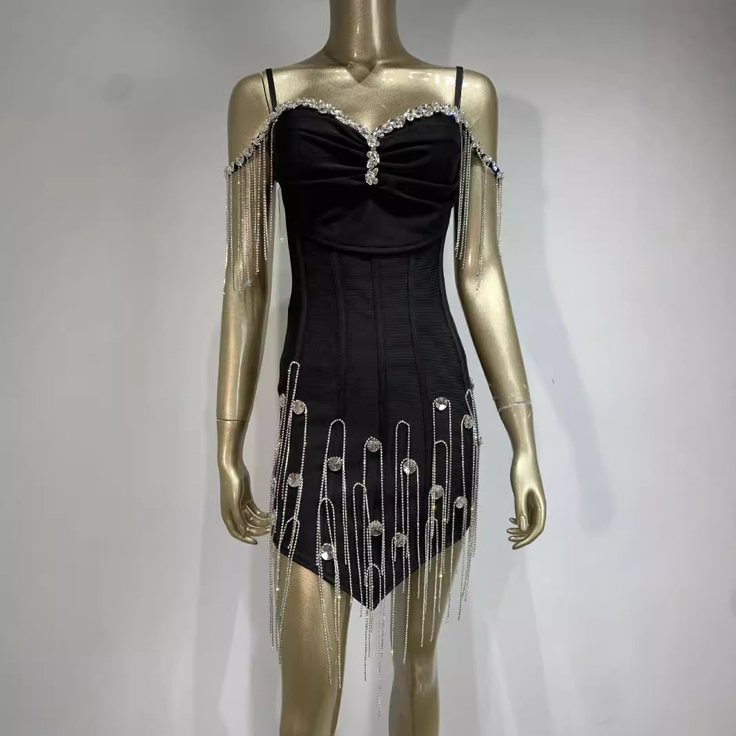 Suspender Bandage Tight Banquet Party Hip Skirt