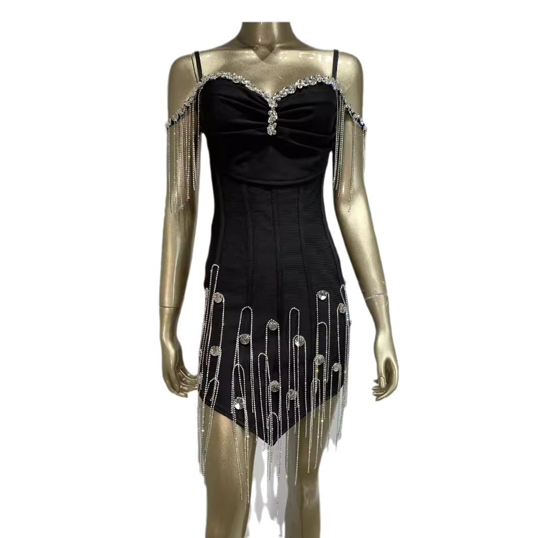 Suspender Bandage Tight Banquet Party Hip Skirt
