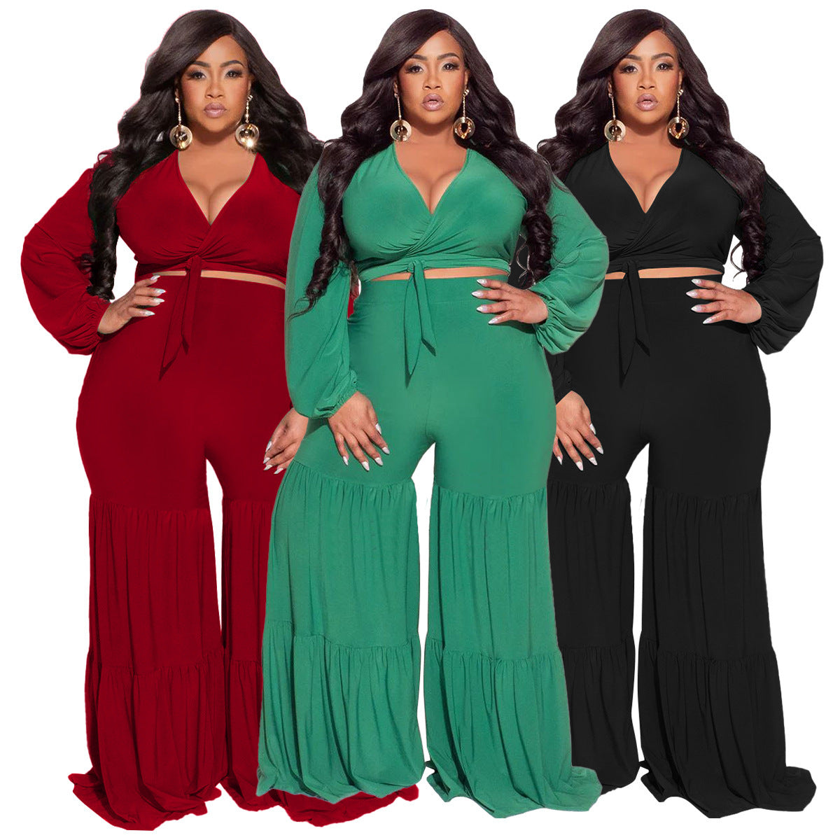 Long Sleeve Stitching Straight-leg Pants Casual Suit
