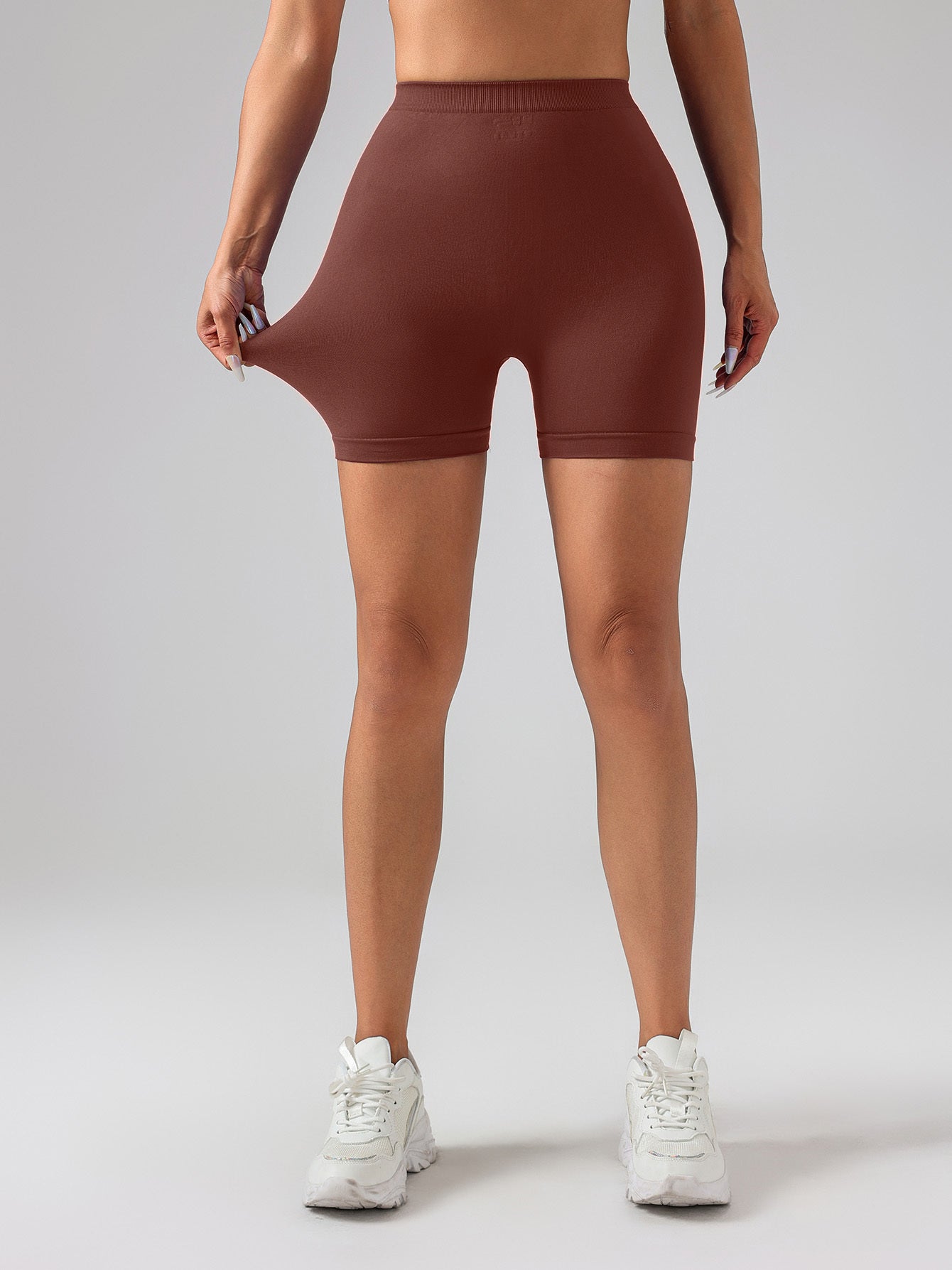 6 Pack Wholesale Solid Color Seamless Back V Shape  Women V-Back Scrunch Butt Elastic Gym Push Up Sports Tights Running Cycling Workout Peach Hip Fitness Shorts