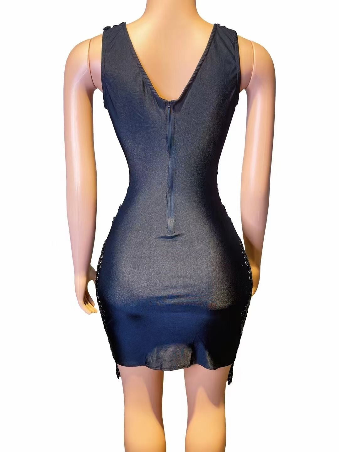 Rhinestone Sexy V-neck Tight Dress Party Dress Skirt