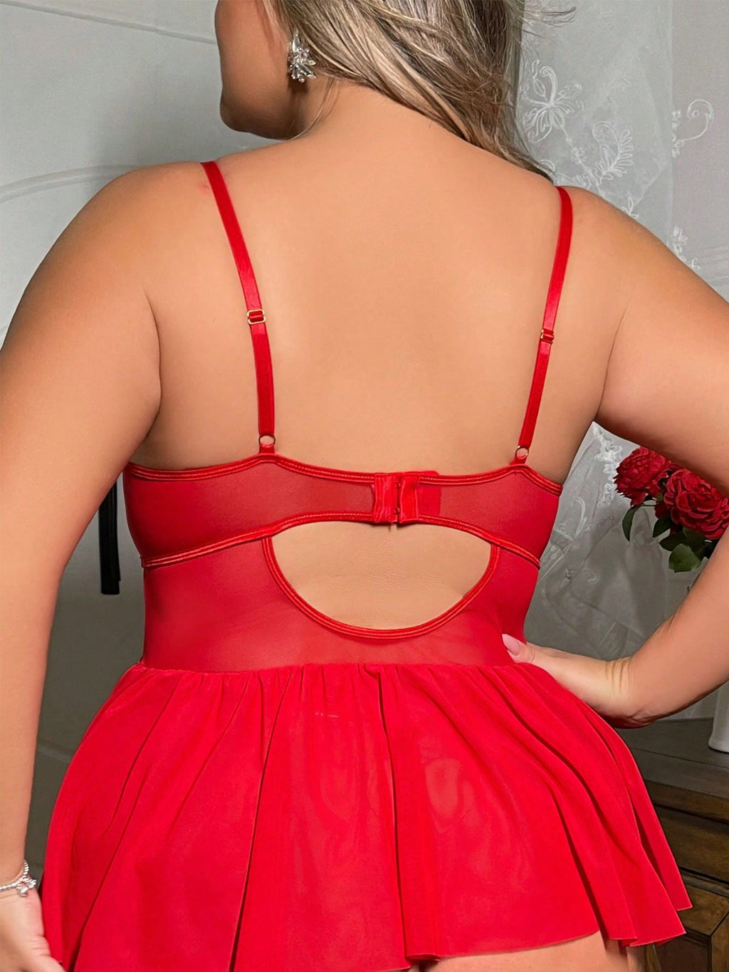 Sexy Plus Size Lace Nightgown Set – 2 Piece Sleepwear for Women