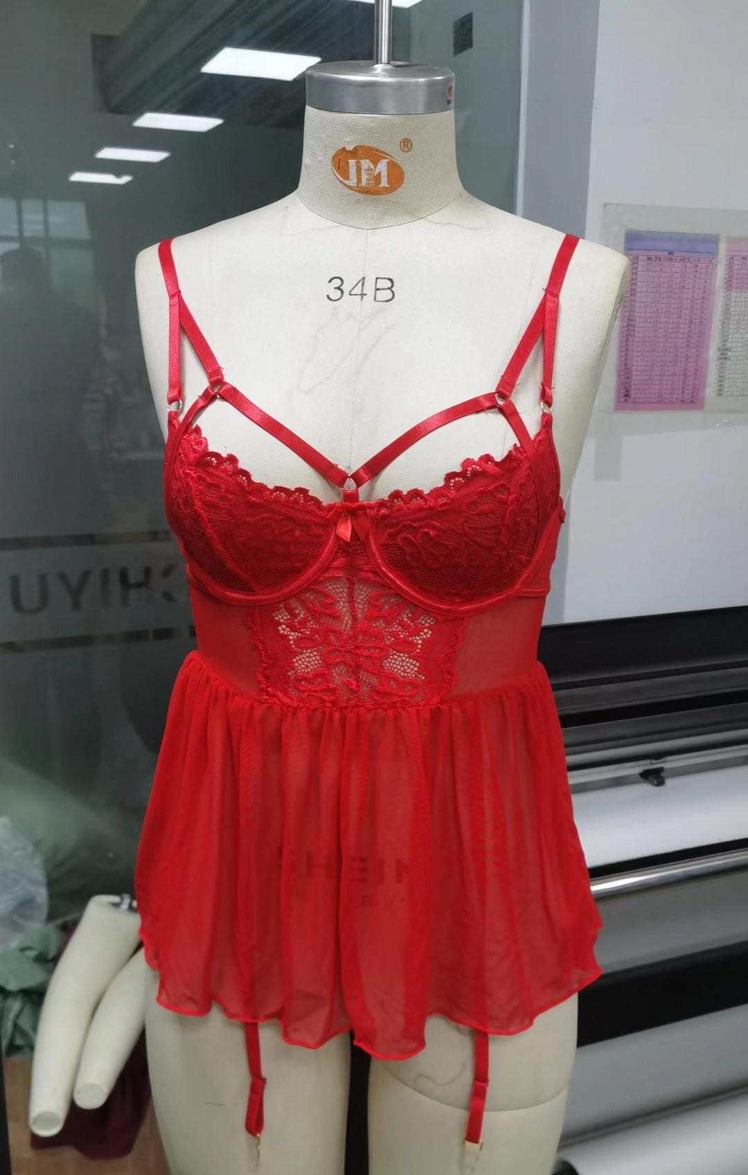 Sexy Plus Size Lace Nightgown Set – 2 Piece Sleepwear for Women
